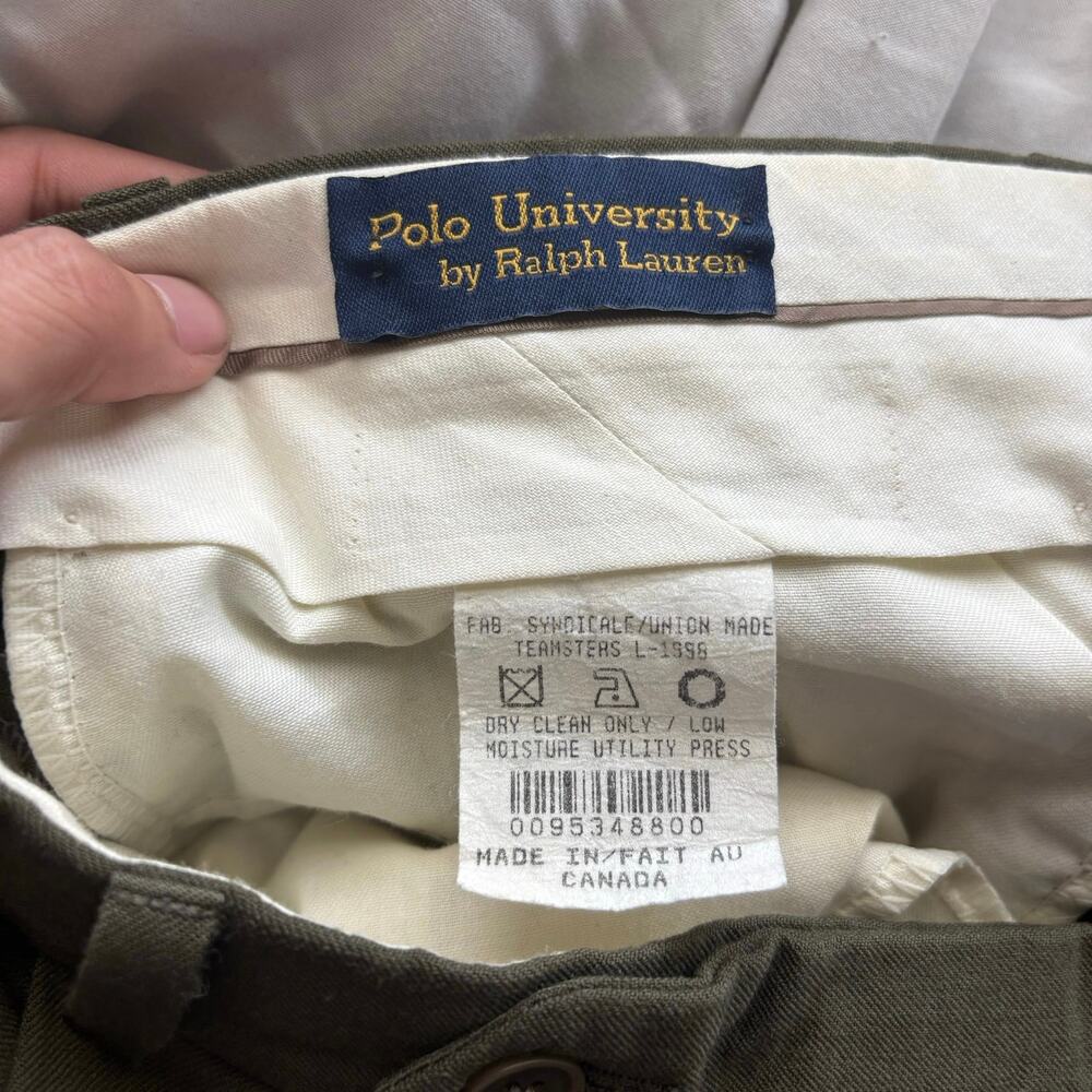 Vintage Polo University by Ralph Lauren Dress Pants Mens 30x30 Green 100% Wool - Picture 5 of 6